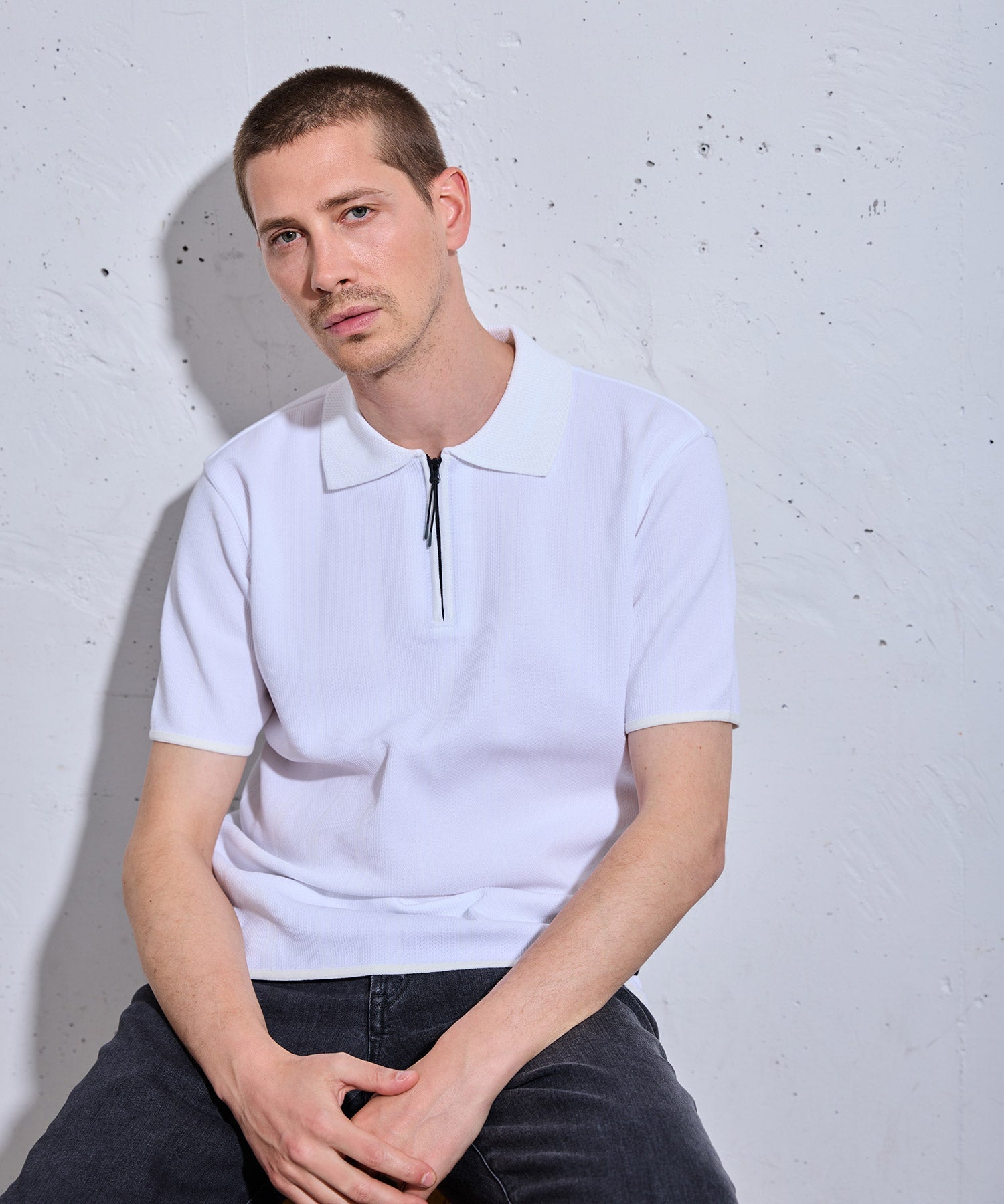 ARTA CVSTOS Polo tricoté demi-zip